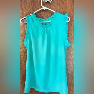 Sleeveless Ruffle-Trim Top in Teal